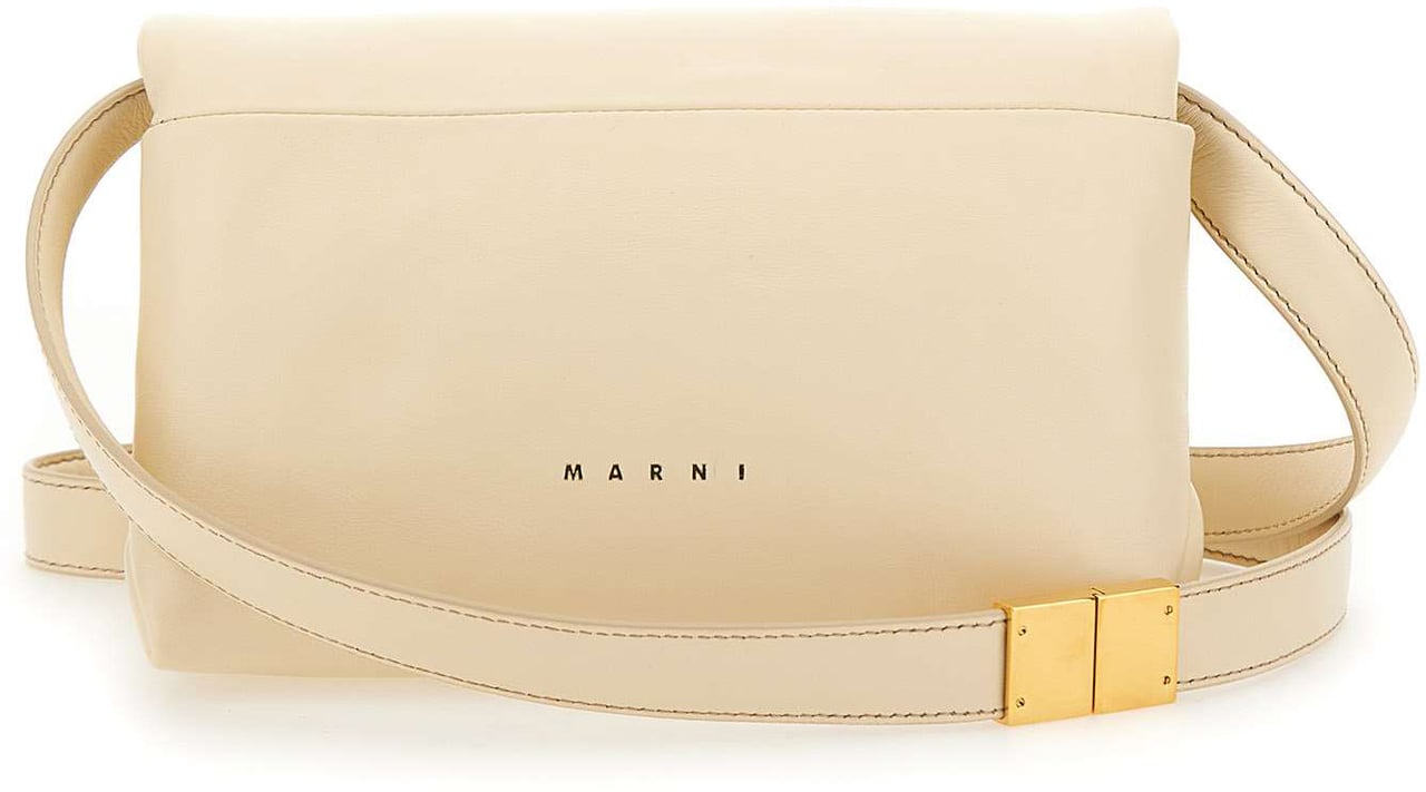 Marni Marni Ivory leather Prisma crossbody bag Neutraal