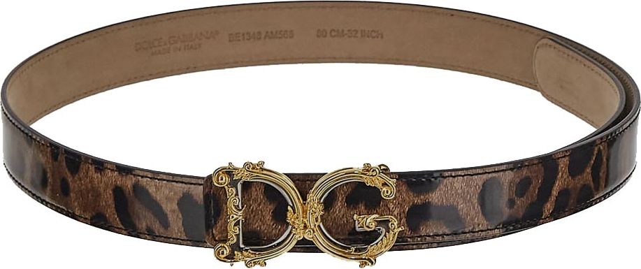 Dolce & Gabbana Leopard Print Belt Bruin