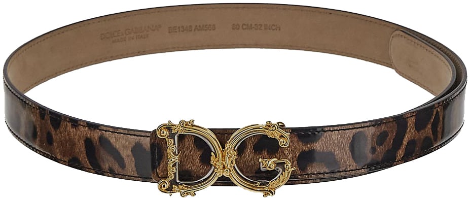 Dolce & Gabbana Leopard Print Belt Bruin