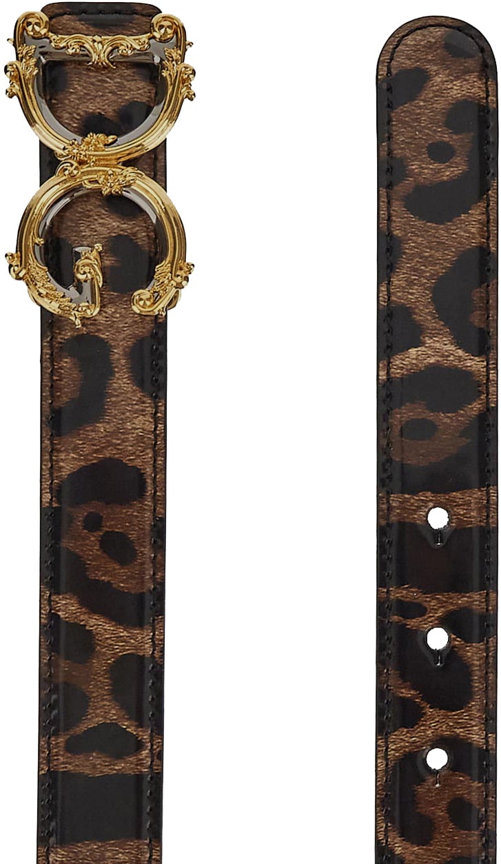 Dolce & Gabbana Leopard Print Belt Bruin