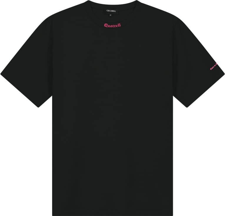 Quotrell Miami T-shirt | Black / Fuchsia Zwart