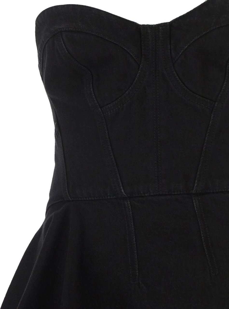 Alexander McQueen Mini Denim Dress Zwart