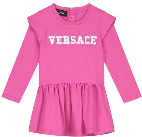 Versace Dress Jersey + Logo Print Roze