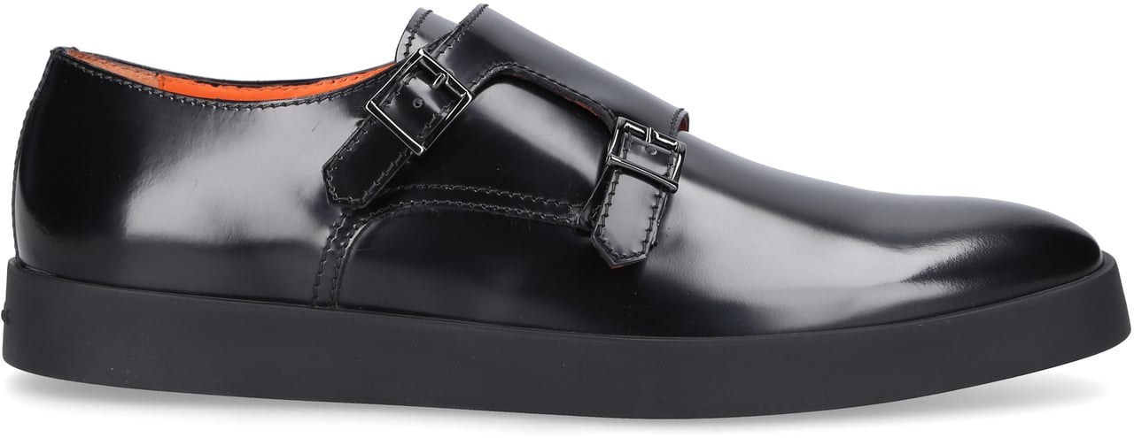 Santoni Monk Shoes Calfskin Pista Zwart