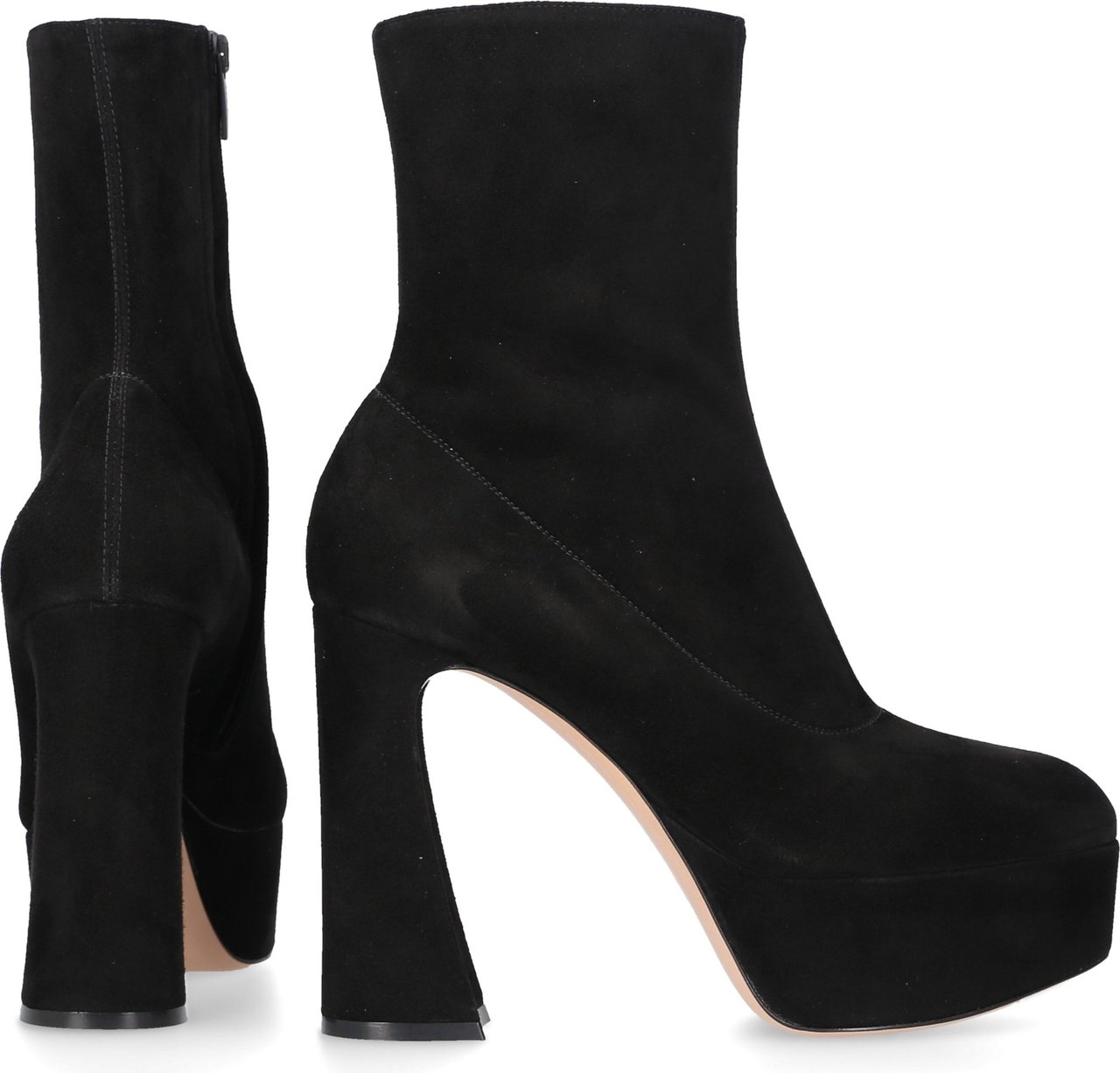 Gianvito Rossi Ankle Boots Holly Bootie Suede Velvet Zwart