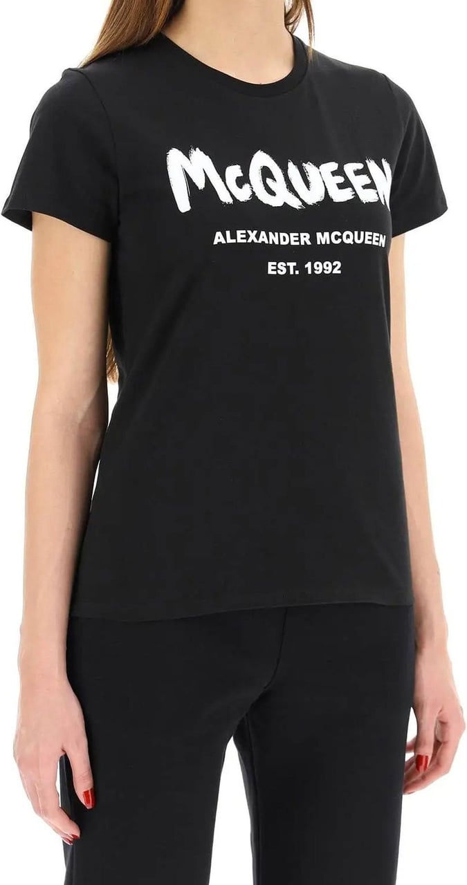 Alexander McQueen Alexander Mcqueen Cotton Logo T-Shirt Zwart