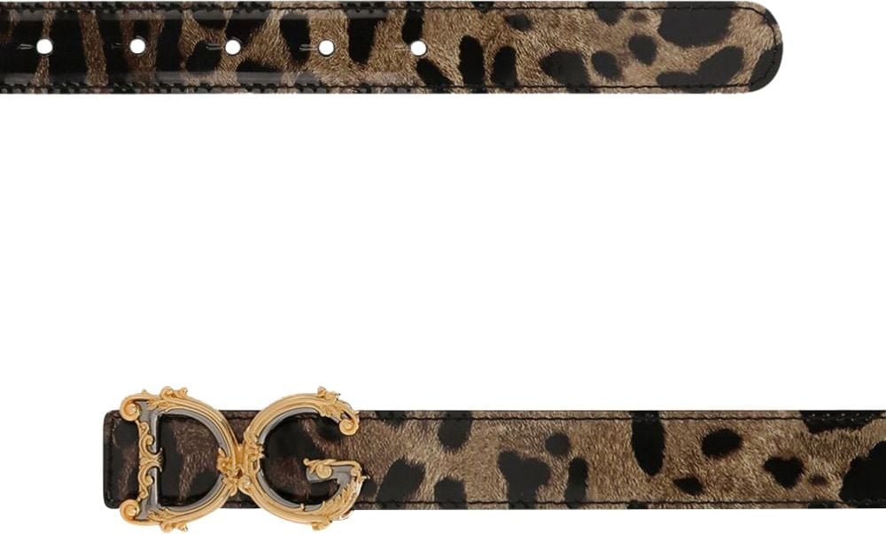Dolce & Gabbana Leopard Print Belt Bruin
