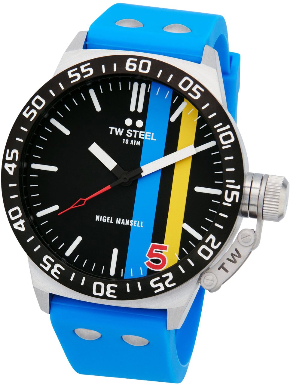TW Steel TW Steel TWCS113 Canteen Nigel Mansell Blauw Siliconen 45mm Zilver