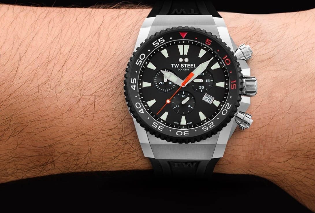 TW Steel ACE401 Diver Swiss Chronograaf Limited Edition horloge 44mm Zwart