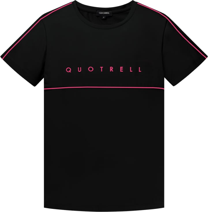 Quotrell Basic Striped T-shirt | Black / Fuchsia Zwart