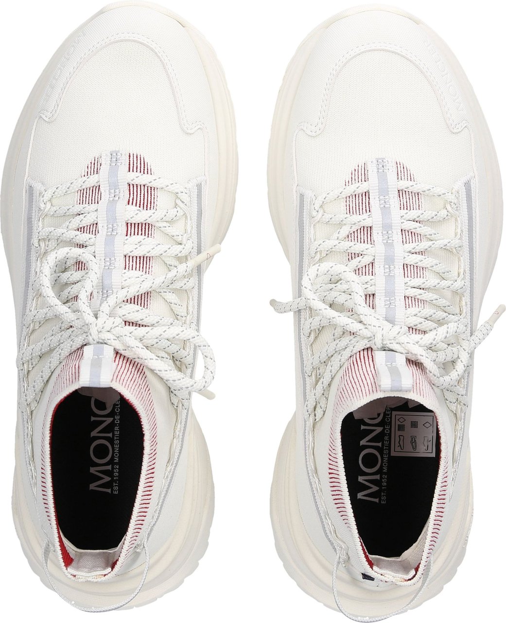 Moncler High-top Sneakers Light Runner Fabric Mix Pearl Wit