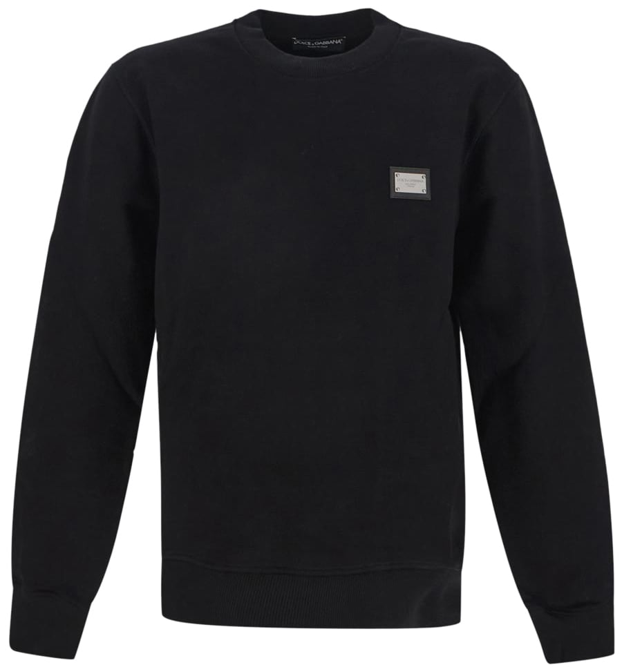 Dolce & Gabbana Jersey Sweatshirt With Branded Tag Zwart