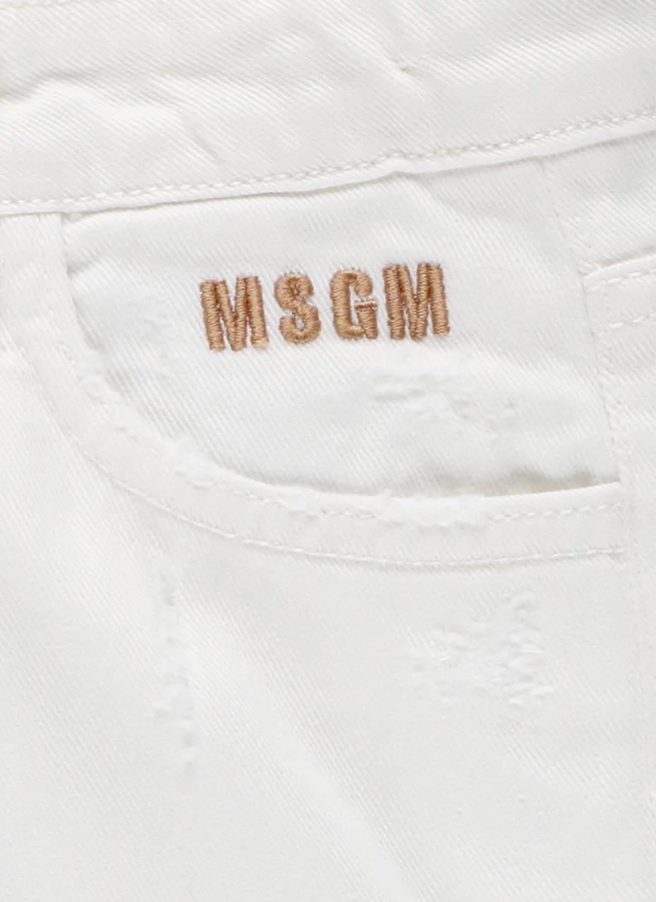 MSGM Trousers Denim Crema Wit