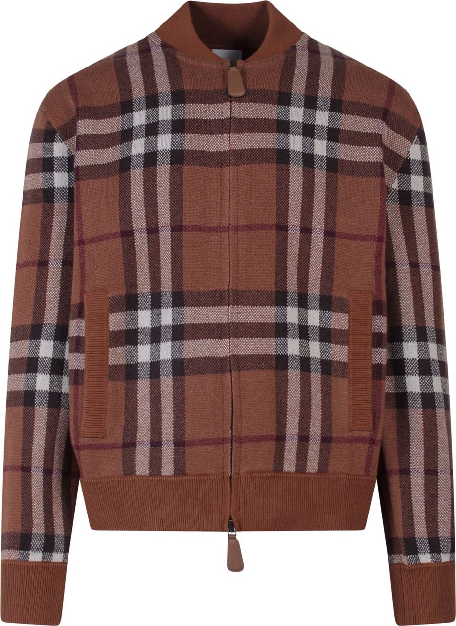 Burberry Cashmere sweatshirt with iconic tartan motif Bruin