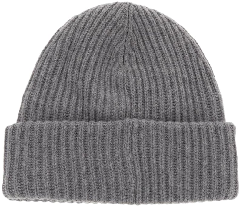 Ganni Mélange Grey Oversize Ribbed Beanie Gray Grijs