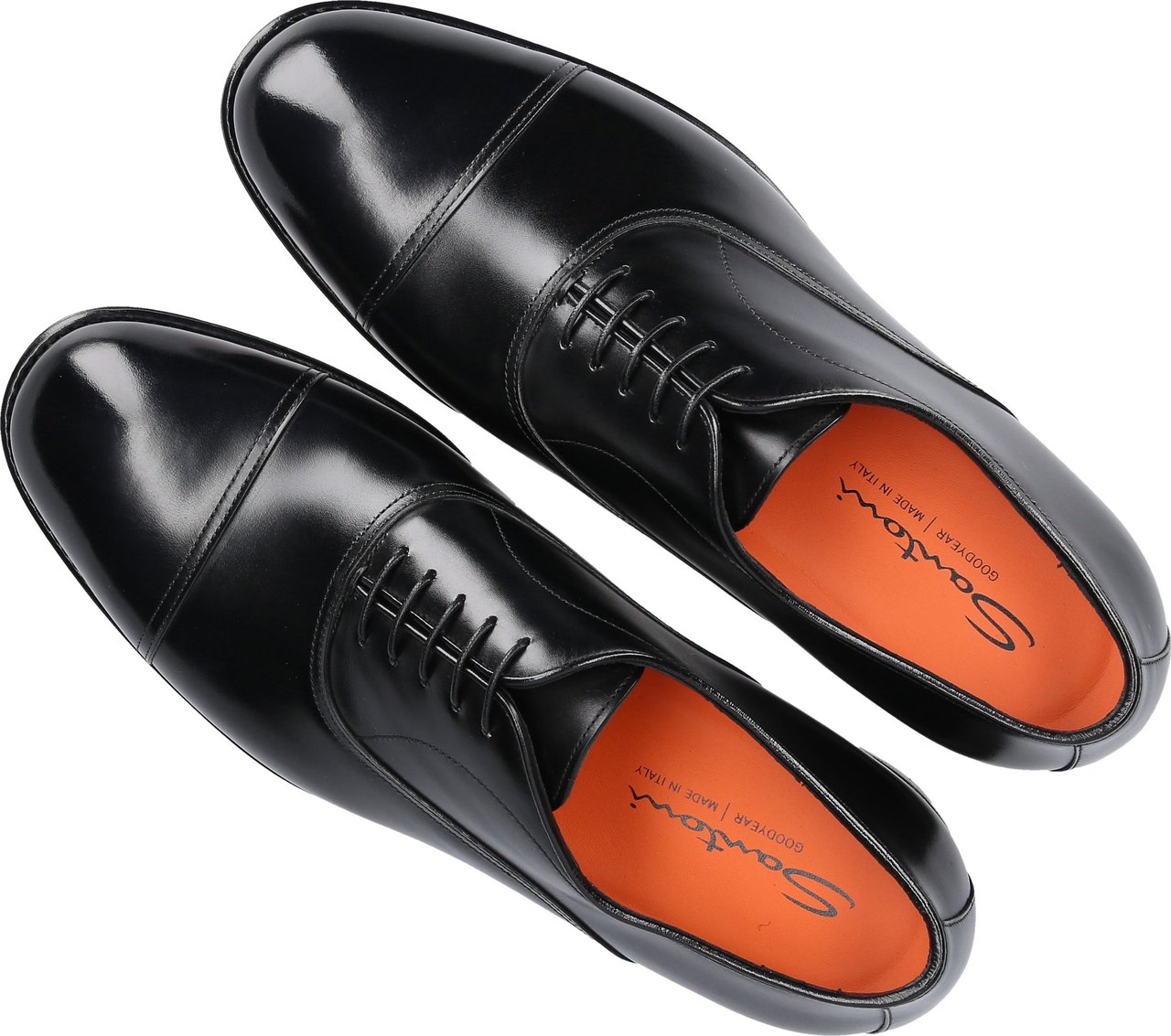 Santoni Business Shoes Oxford N Golfino Zwart