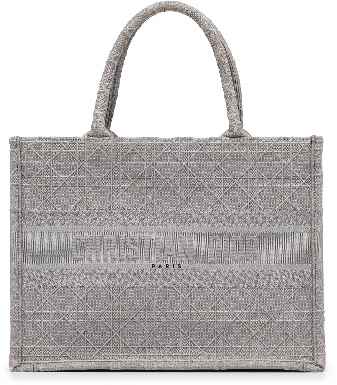 Dior Medium Cannage Embroidered Book Tote Grijs