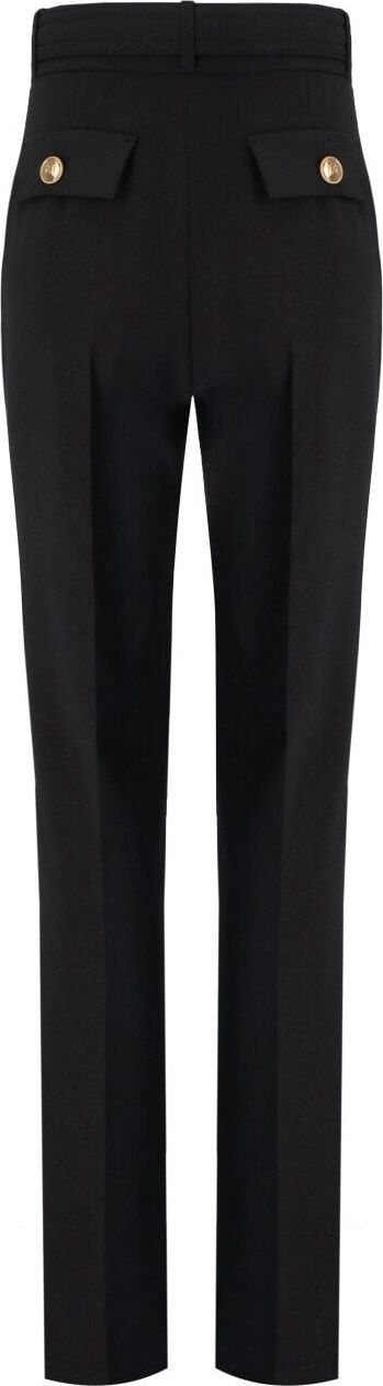 Elisabetta Franchi Black Trousers With Belt Black Zwart