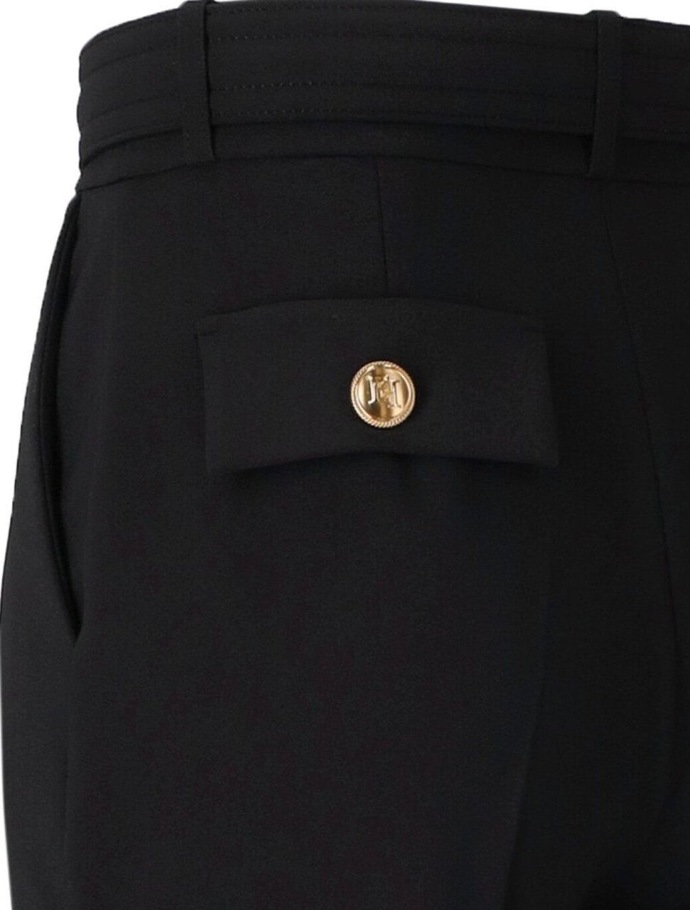 Elisabetta Franchi Black Trousers With Belt Black Zwart
