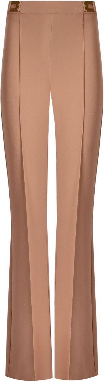 Elisabetta Franchi Nude Palazzo Trousers With Logo Beige Beige