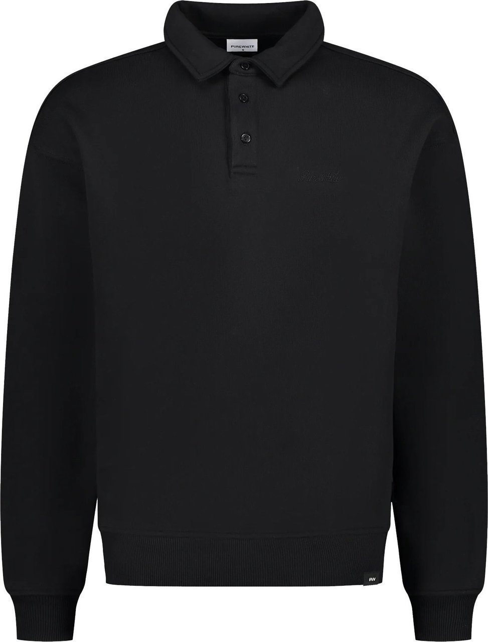 Purewhite Embroidered Smart Polo Sweater Heren Zwart Zwart