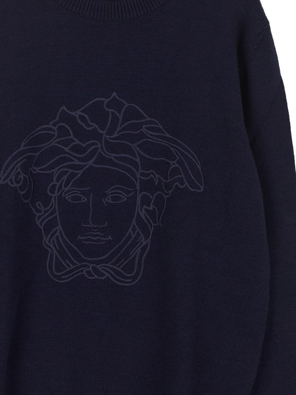 Versace Medusa Embroidery Knit Sweater Blauw