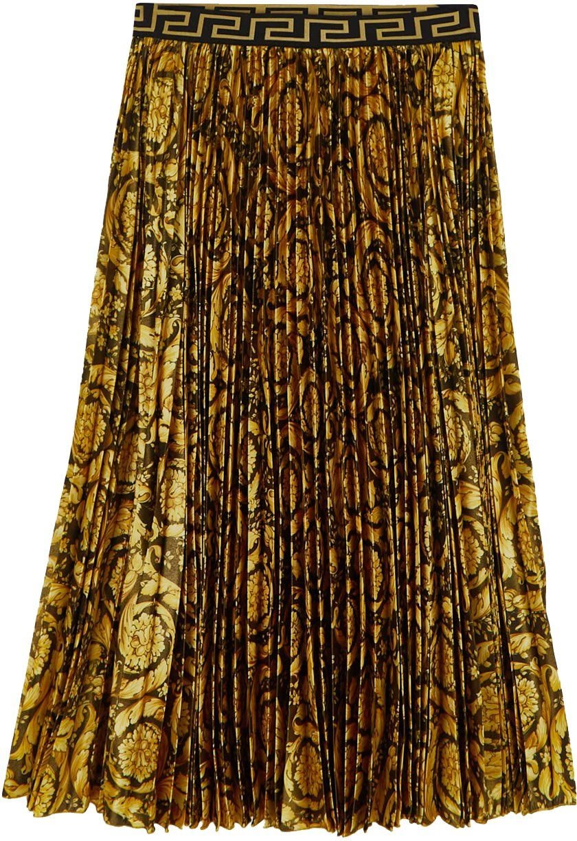 Versace Baroque Pleated Midi Skirt Goud