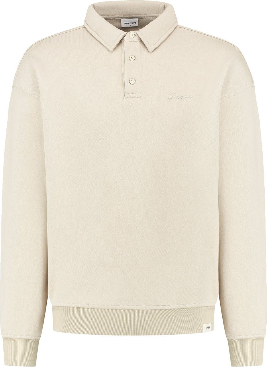 Purewhite Embroidered Smart Polo Sweater Heren Sand Beige
