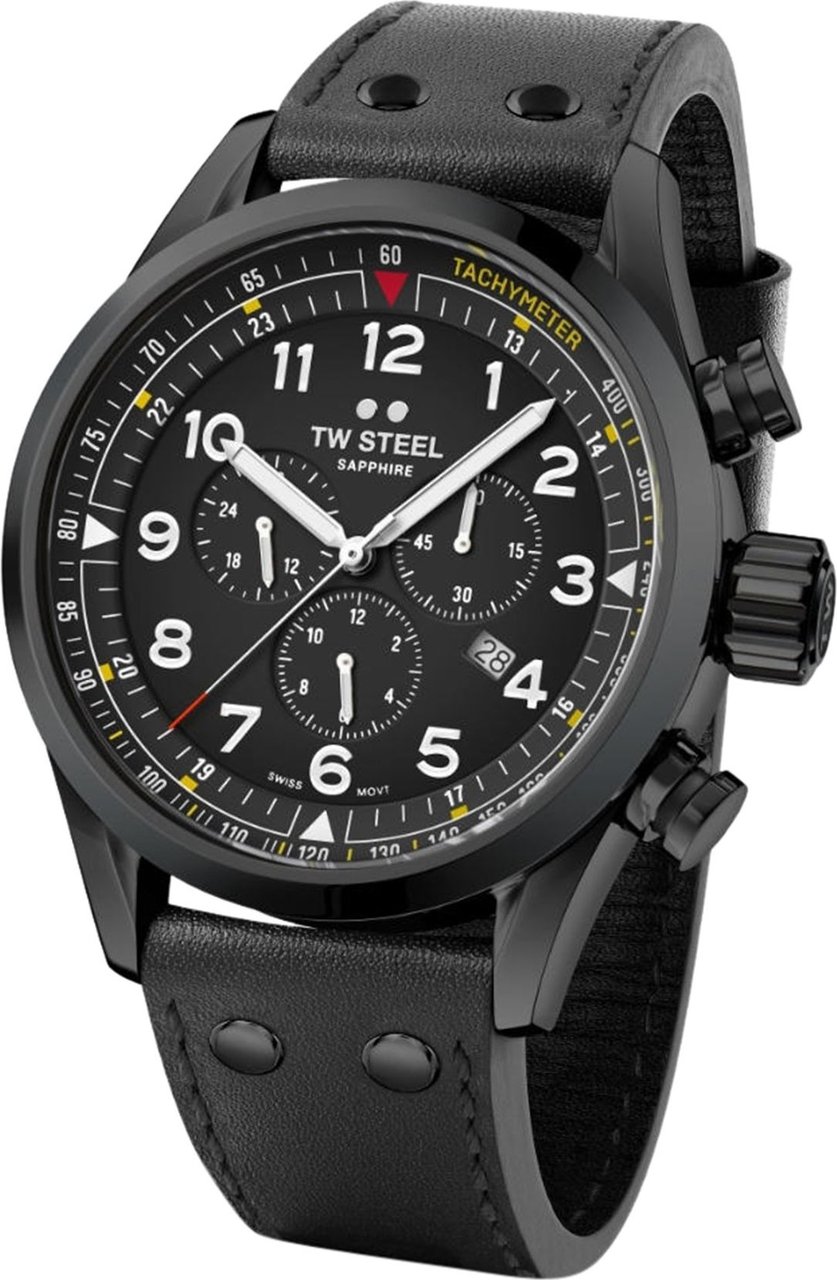 TW Steel Swiss Volante SVS205 chronograaf horloge 48mm Zwart