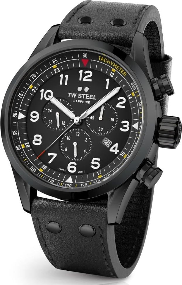TW Steel Swiss Volante SVS205 chronograaf horloge 48mm Zwart