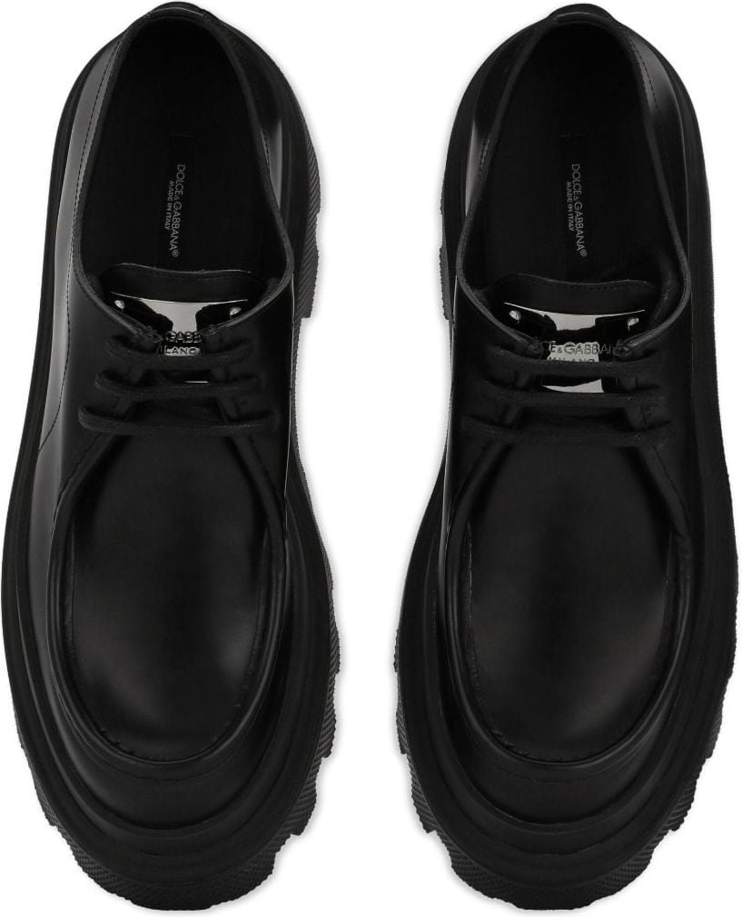 Dolce & Gabbana Brushed Calfskin Derby Shoes Zwart