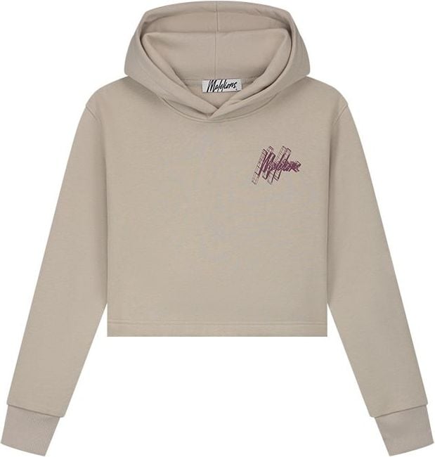 Malelions Women Reserved Crop Hoodie - Taupe Taupe