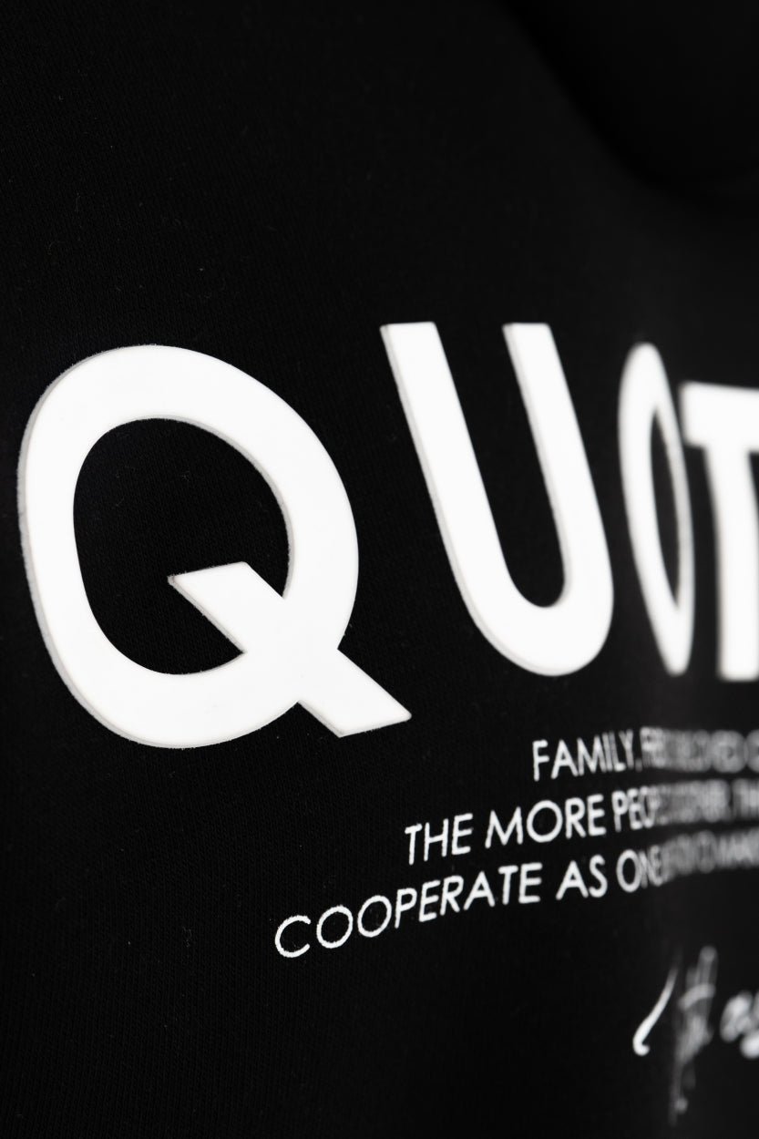 Quotrell Brooklyn Zip Hoodie | Black / White Zwart