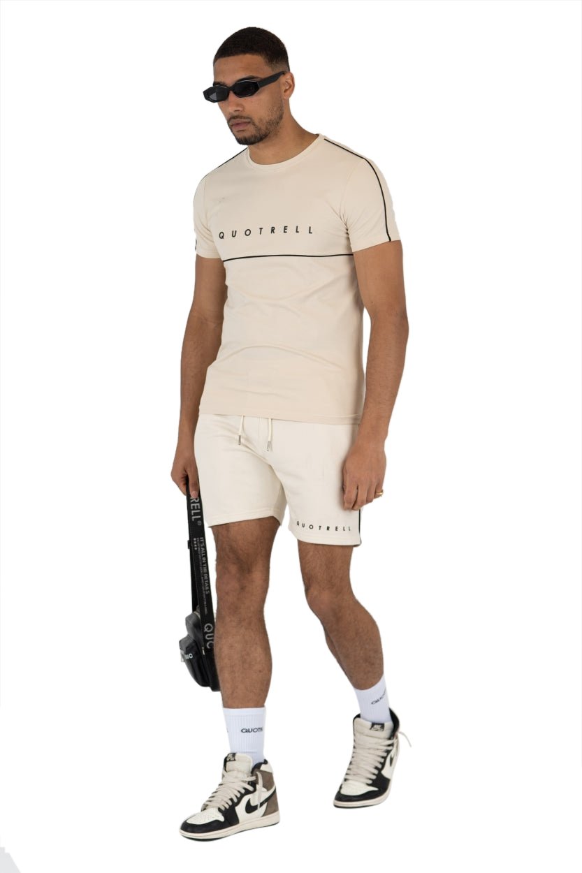 Quotrell Basic Striped T-Shirt | Sand Beige