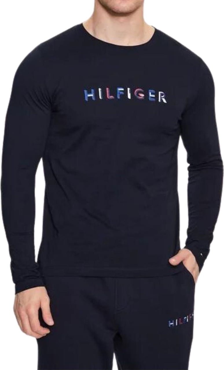 Tommy Hilfiger T-shirt Uomo a maniche lunghe in cotone Blauw