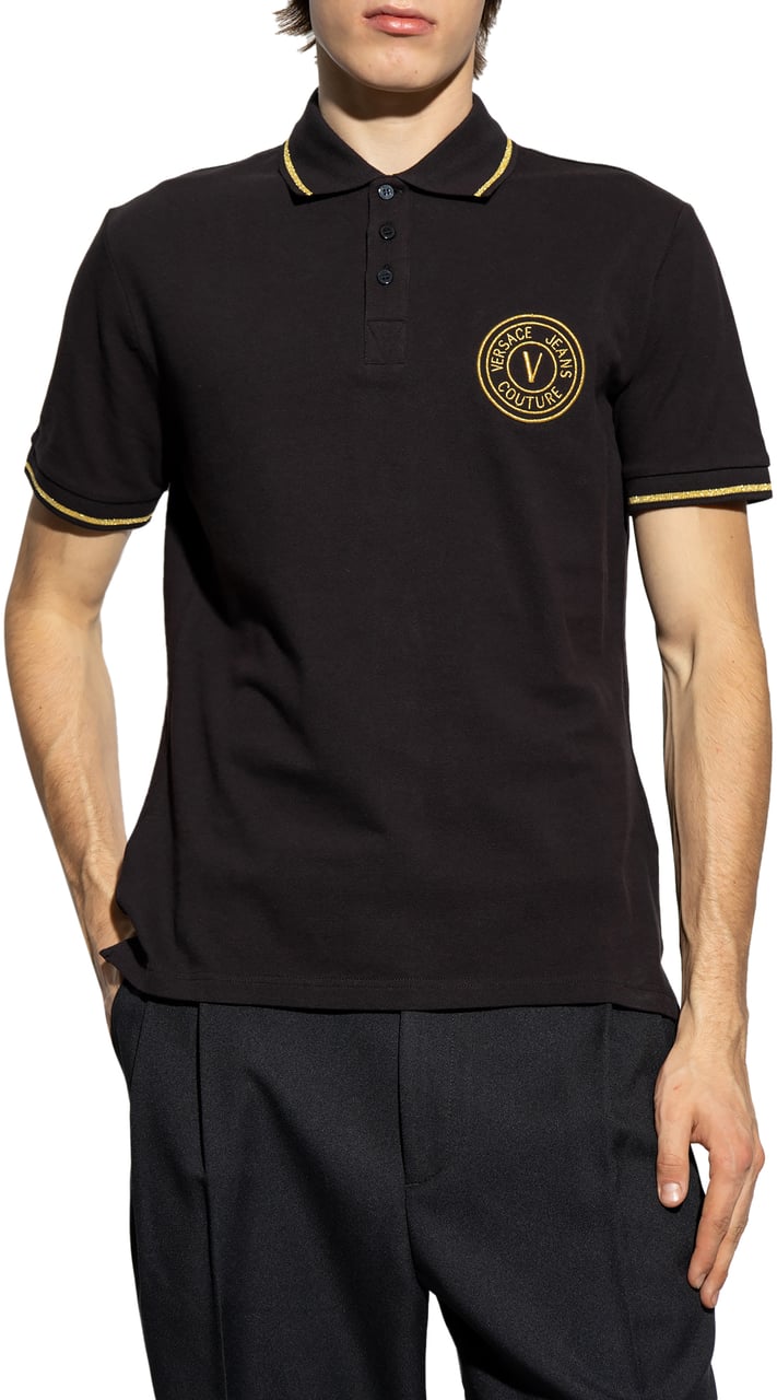 Versace Jeans Couture Versace Couture Heren Polo Zwart 75GAGT06-CJ01T/G89 Zwart