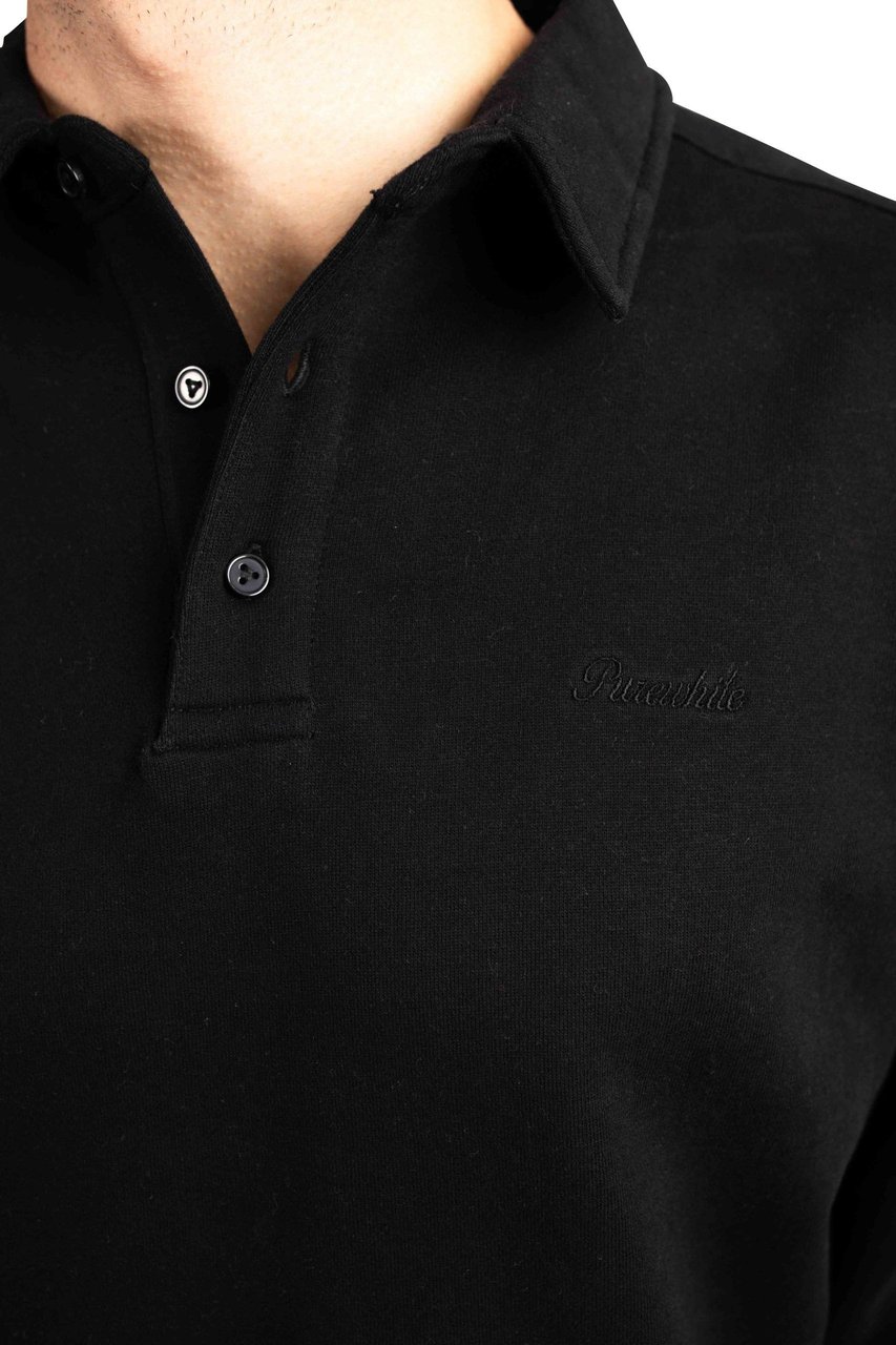 Purewhite Embroidered Smart Polo Sweater Heren Zwart Zwart