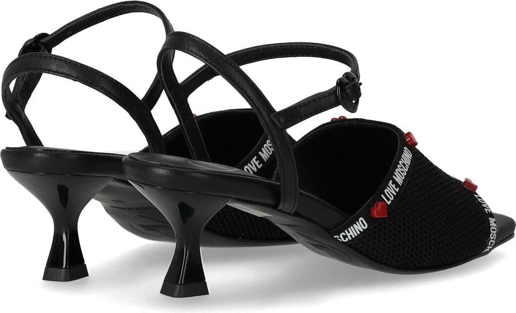 Love Moschino Black Heeled Sandal With Logo Black Zwart