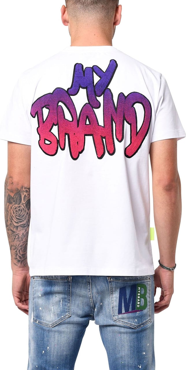 My Brand Mb logo graffiti patch m shirt Wit