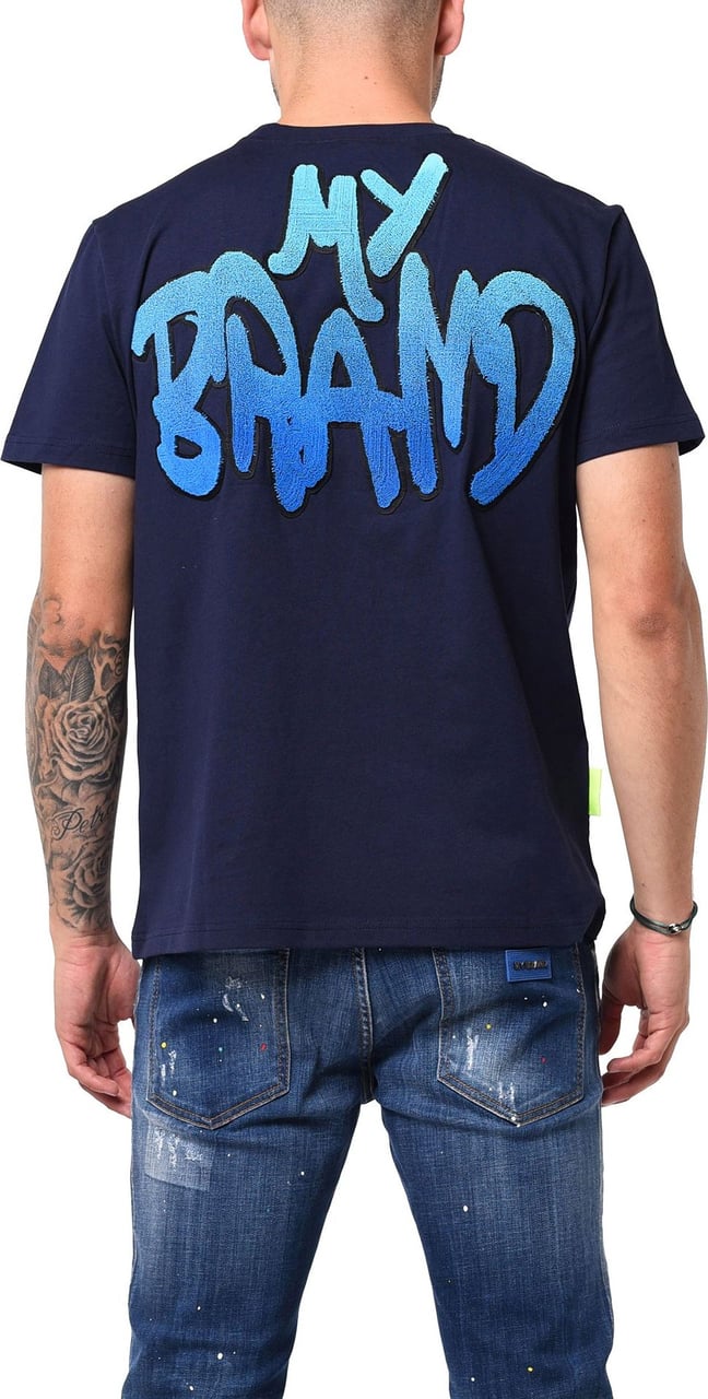 My Brand Mb logo graffiti patch blue t-shirt Blauw