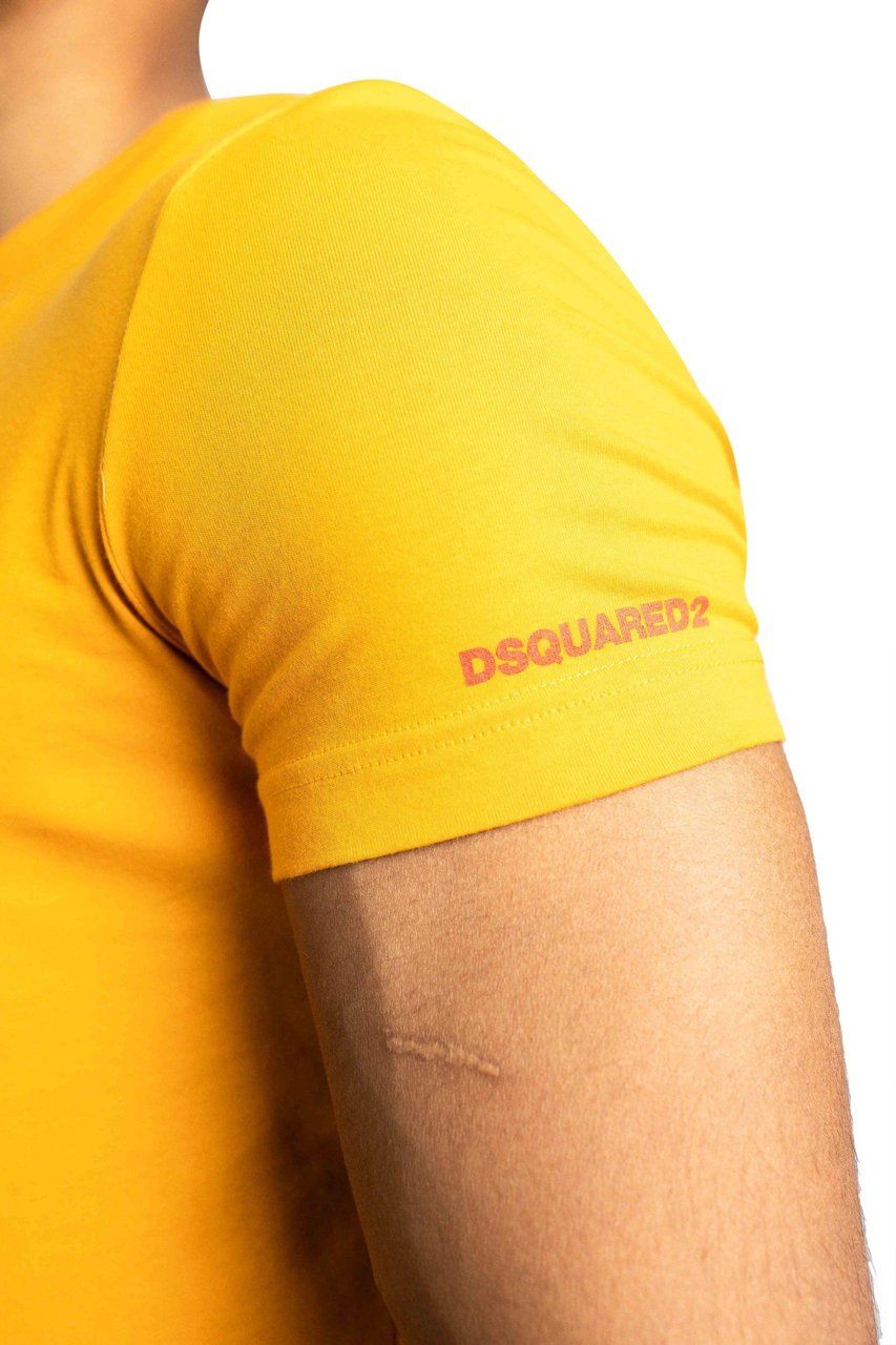Dsquared2 Round Neck Arm Logo T-Shirt Heren Geel Geel