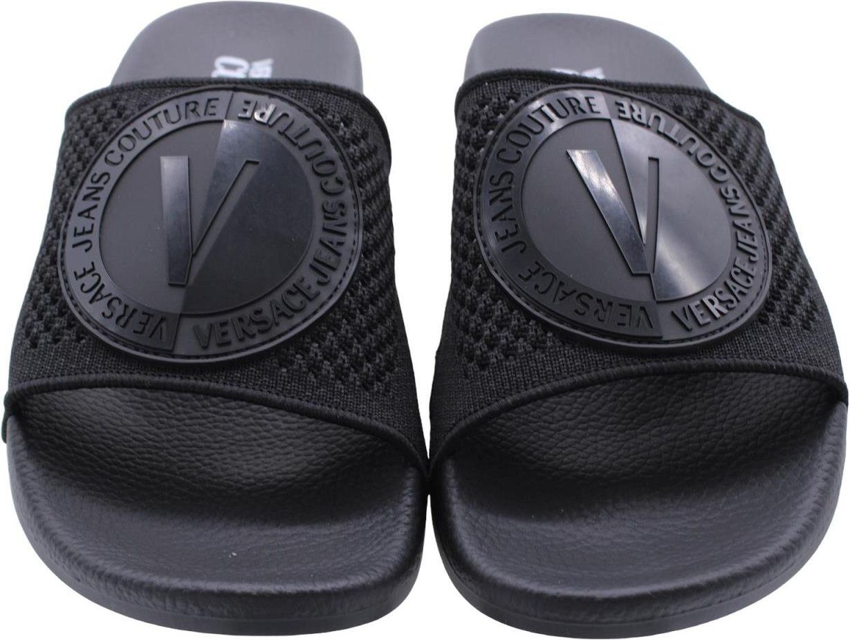 Versace Jeans Couture Knitted Embleem Slippers Zwart