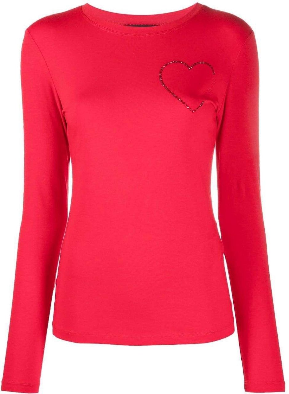 Love Moschino T-shirt Donna W4G5220E2264 con cuore punti luce Rood