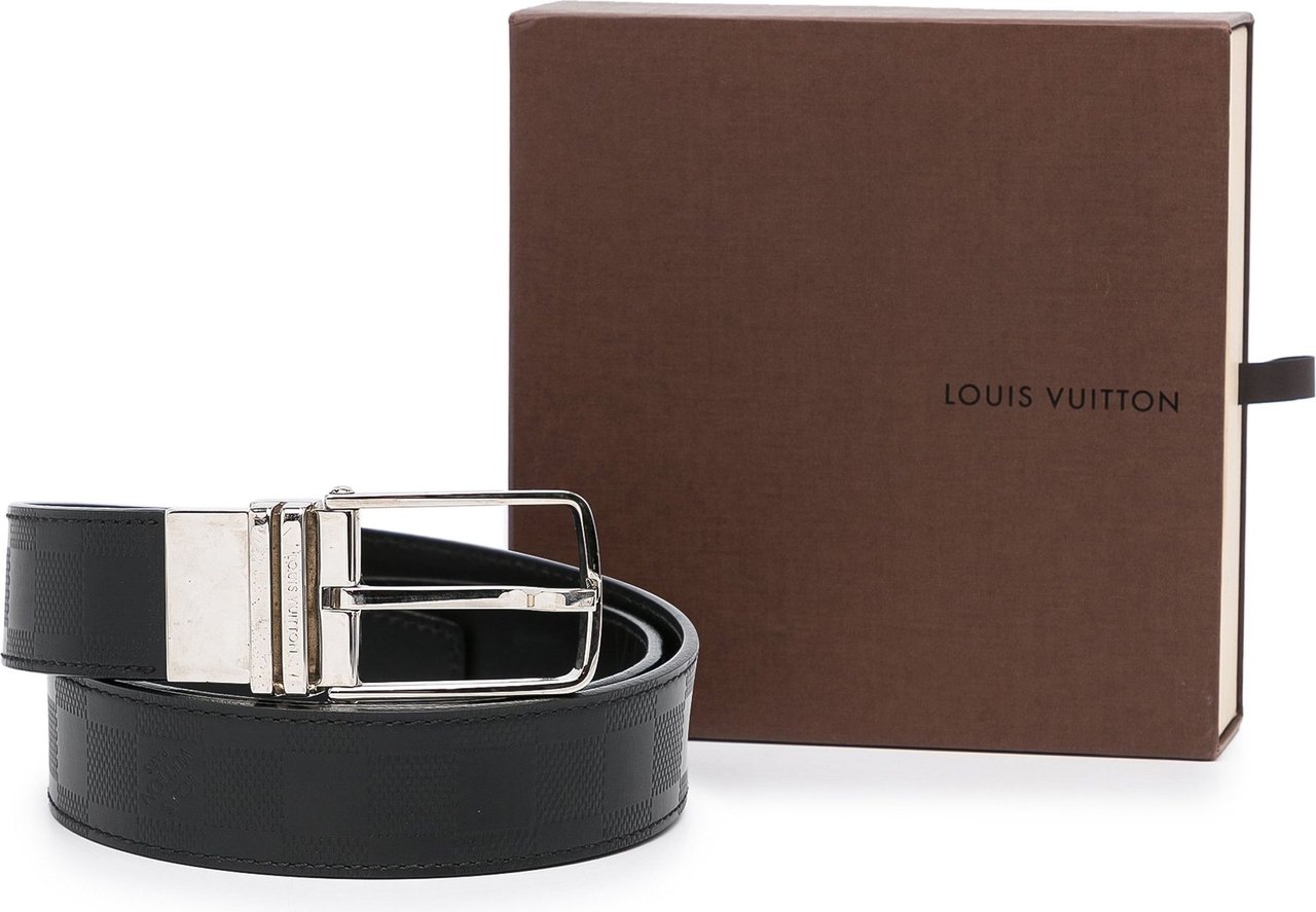 Louis Vuitton Black Damier Inifini Leather Boston Reversible Belt 105CM  Louis Vuitton