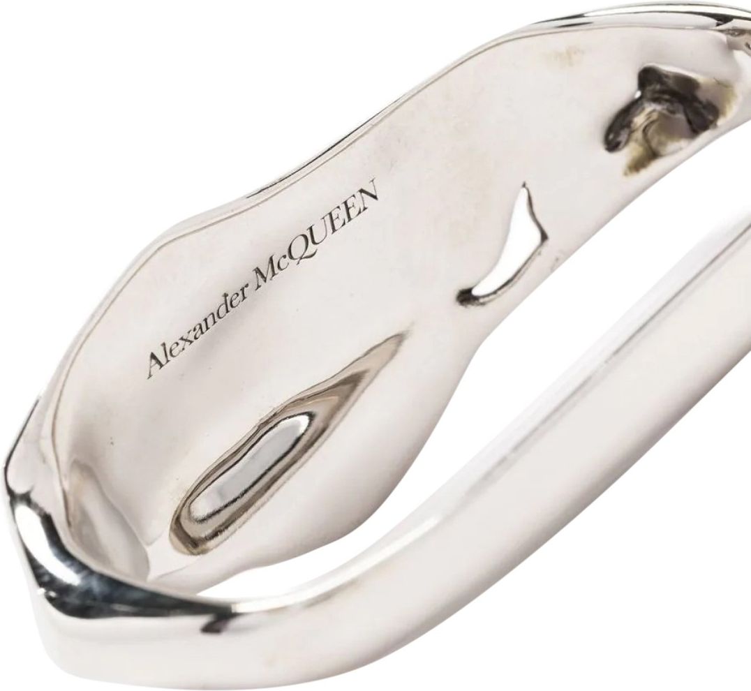 Alexander McQueen Molten Chain Double Ring Zilver