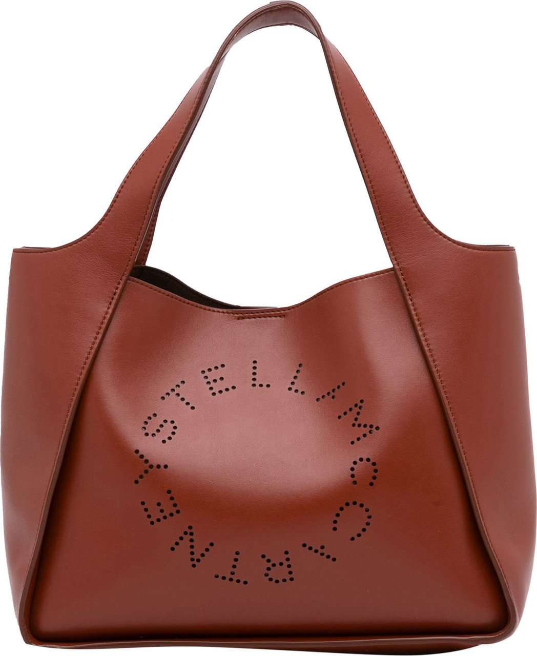 Stella McCartney Perforated Logo Faux Leather Satchel Bruin