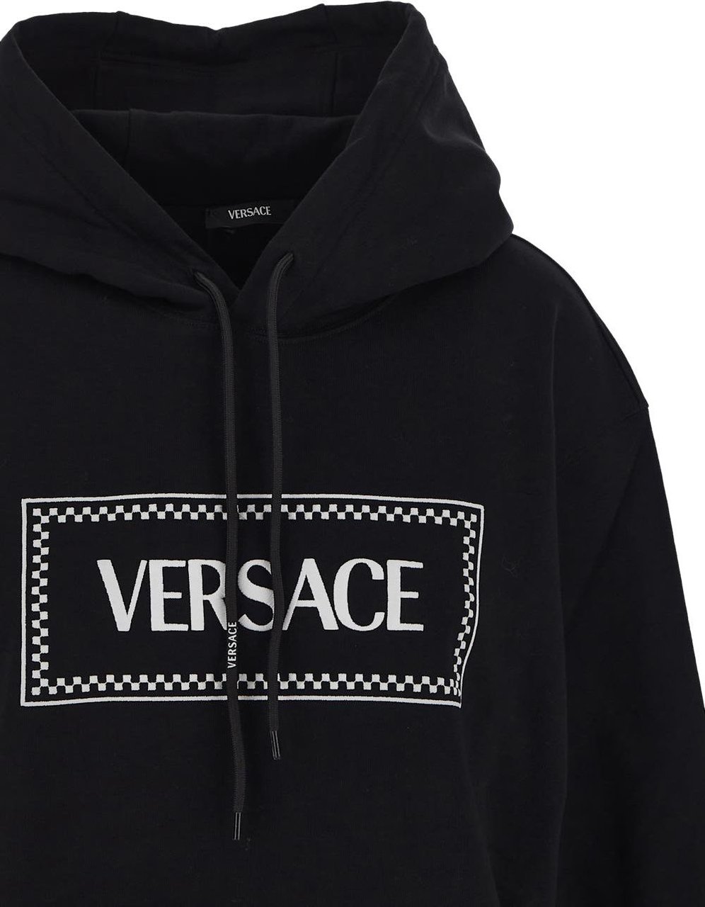 Versace Embroidered Logo Hoodie Zwart