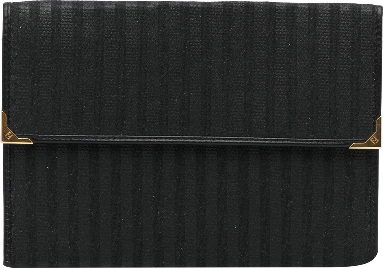 Fendi Striped Canvas Clutch Zwart