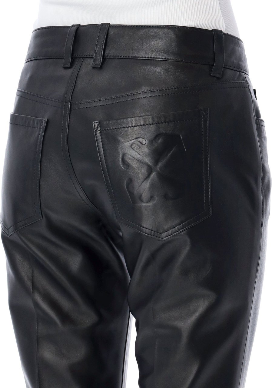 OFF-WHITE Slim flared leather pants Zwart