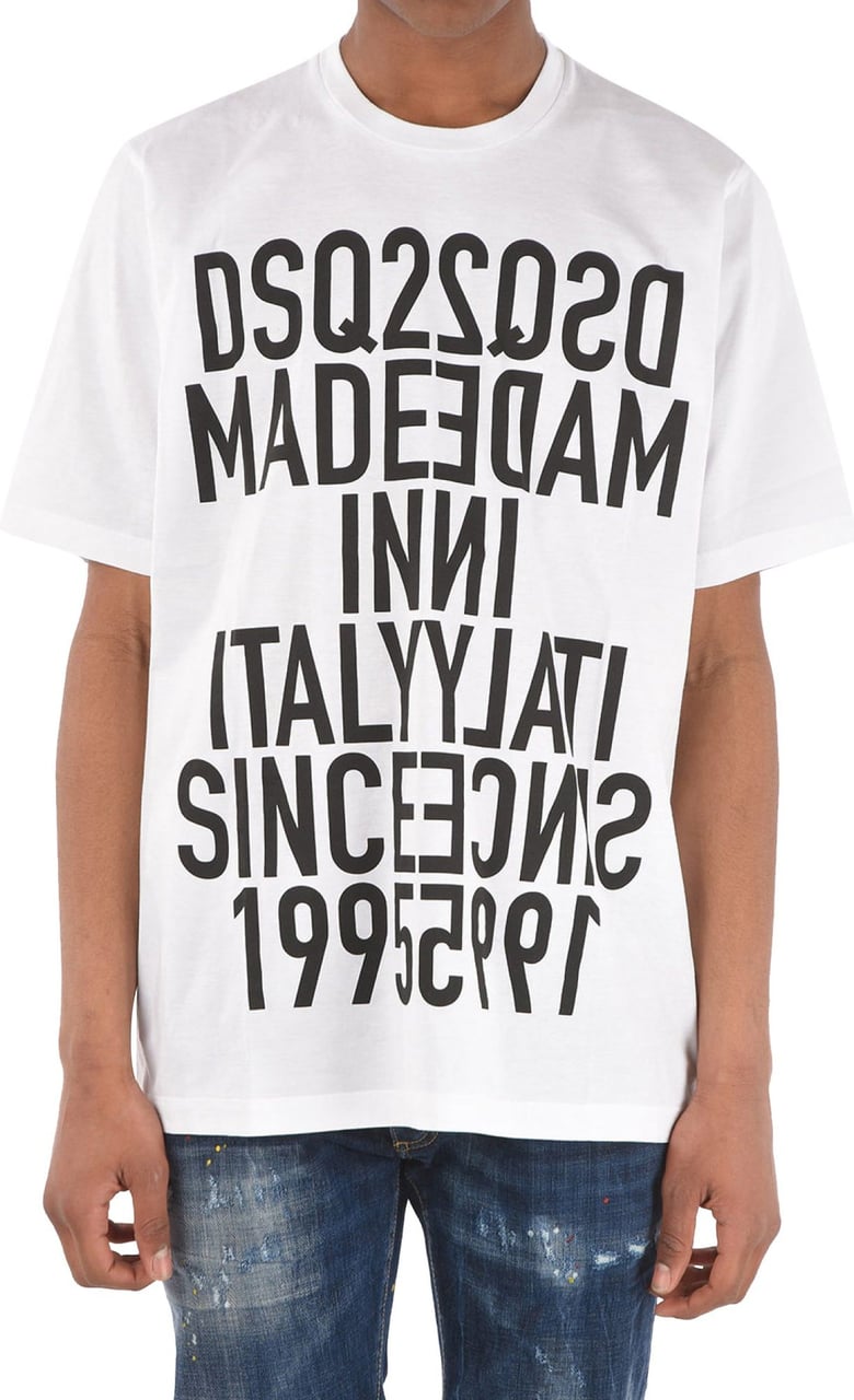 Dsquared2 Slouch Fit Reverse Print Logo T-shirt Wit